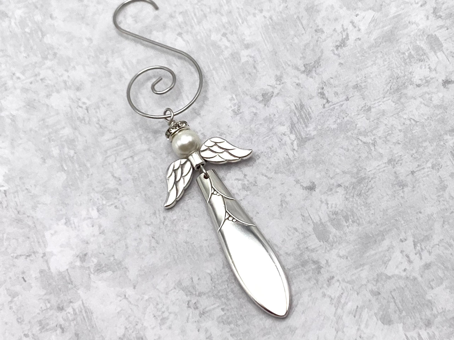 Vintage Silverware Angel Christmas Ornament, Petite Winged Silverware Angel, Spoon ornament.