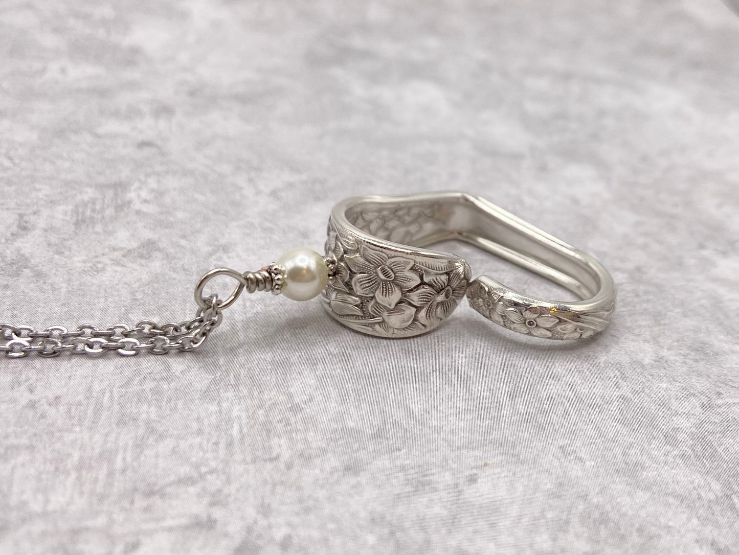 Heart Silverware Necklace, 1935 Narcissus ,  Vintage Spoon Jewelry, Gift For Her
