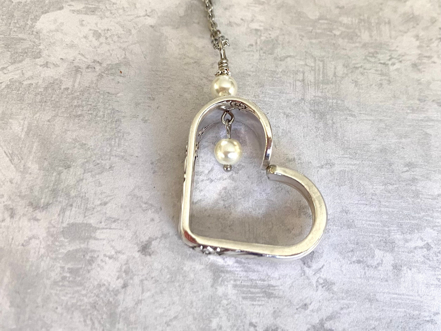 Heart Silverware Necklace, Vintage Bridal Wreath 1950 Spoon Jewelry, Silverware Heart, Valentine Gift