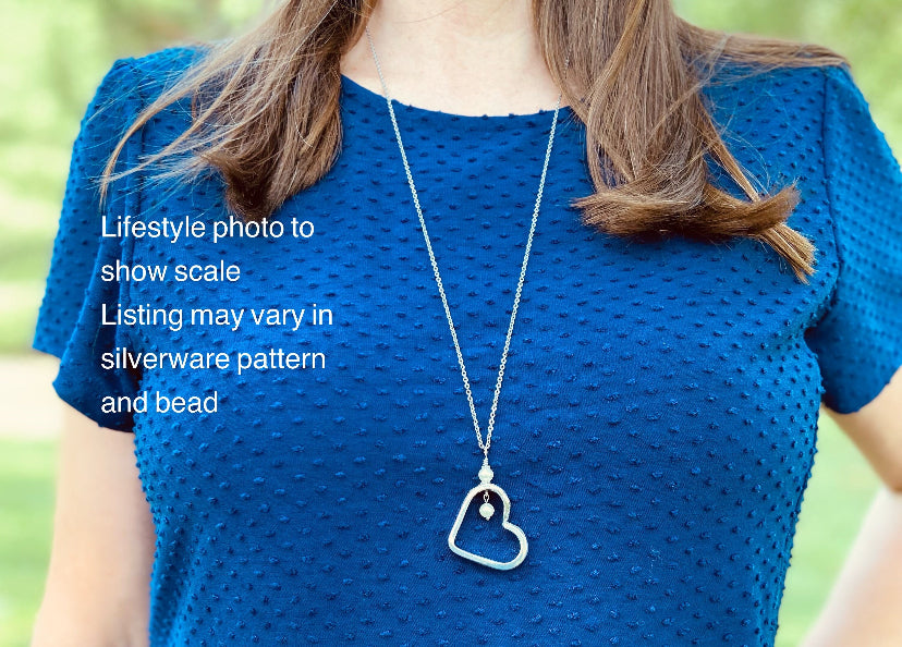 Vintage Silverware Heart Necklace, Lady Hamilton 1932