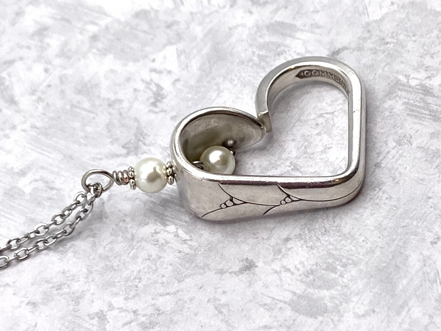 Vintage Silverware Heart Necklace, Lady Hamilton 1932