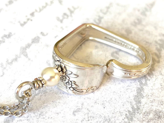 Heart Silverware Necklace, Vintage 1946 Queen Bess Vintage Silverware Heart, Spoon Jewelry, Valentines Gift