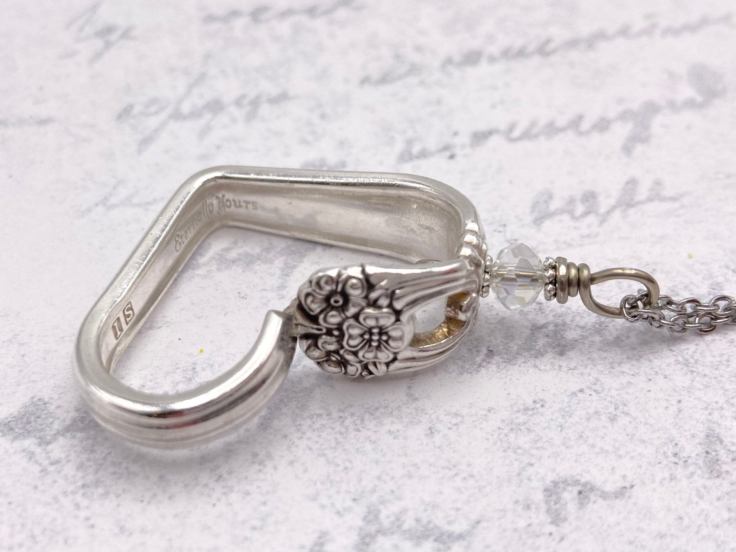Handmade Heart Silverware Necklace, 1941 Eternally Yours Vintage Spoon Jewelry,