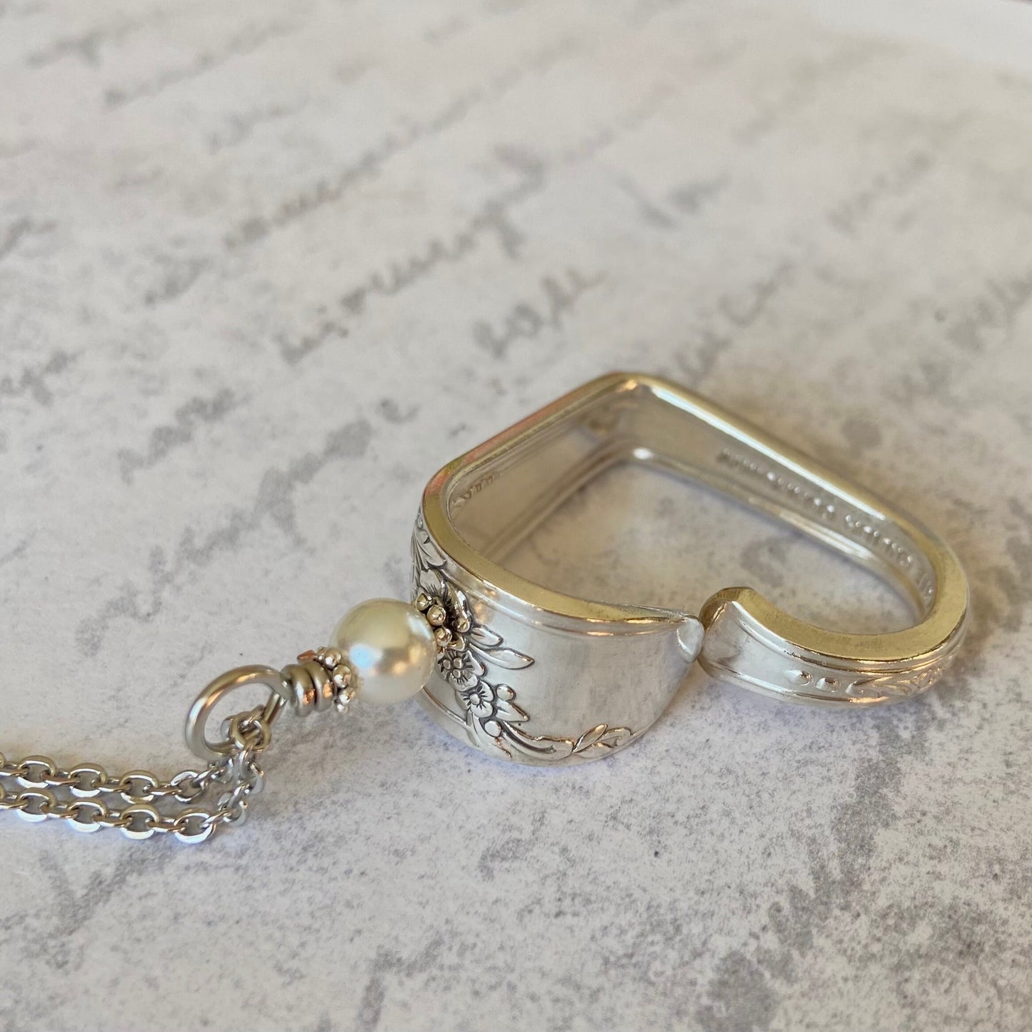 Heart Silverware Necklace, Vintage 1946 Queen Bess Vintage Silverware Heart, Spoon Jewelry, Valentines Gift