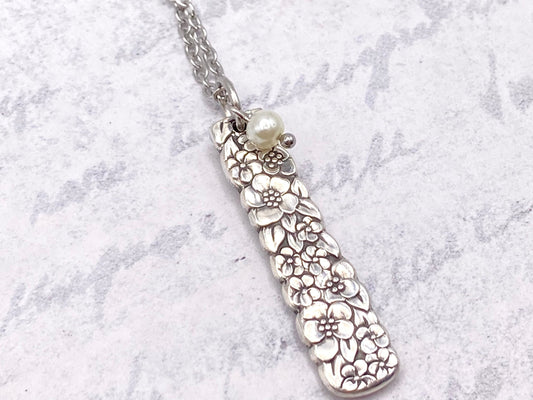 Handmade Silverware Necklace, 1970 Love Precious Flower, Vintage Spoon Jewelry