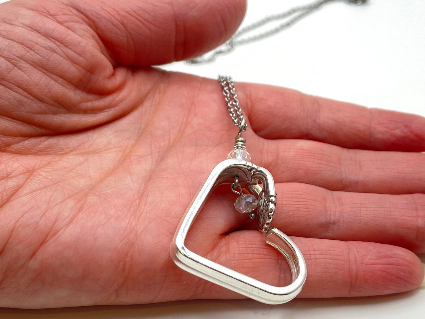 Handmade Heart Silverware Necklace, 1941 Eternally Yours Vintage Spoon Jewelry,