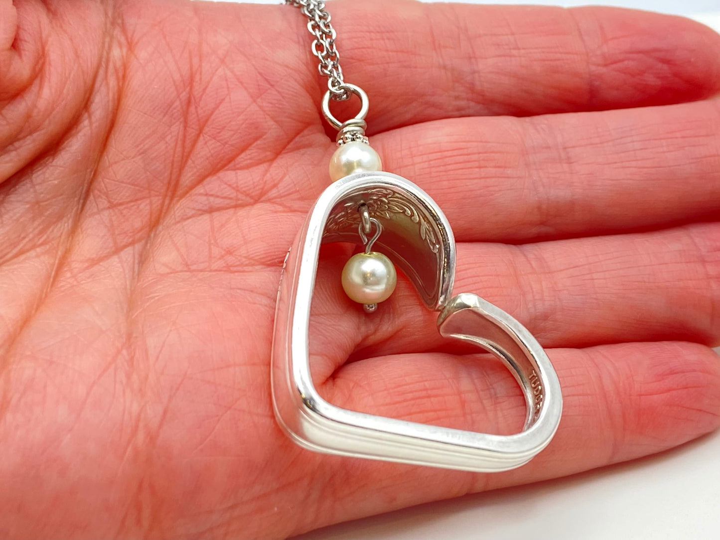 Heart Silverware Necklace, Vintage 1946 Queen Bess Vintage Silverware Heart, Spoon Jewelry, Valentines Gift