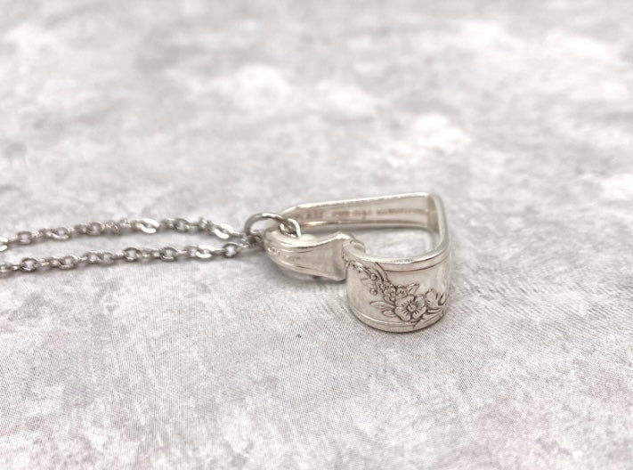Mini Heart Silverware Necklace, Vintage 1946 Queen Bess