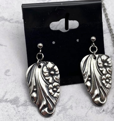 Earrings Made From Vintage Knife Handles In The Pattern EveningStar
