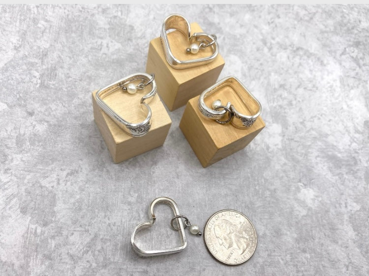 Mini Heart Silverware Necklace, Vintage 1946 Queen Bess