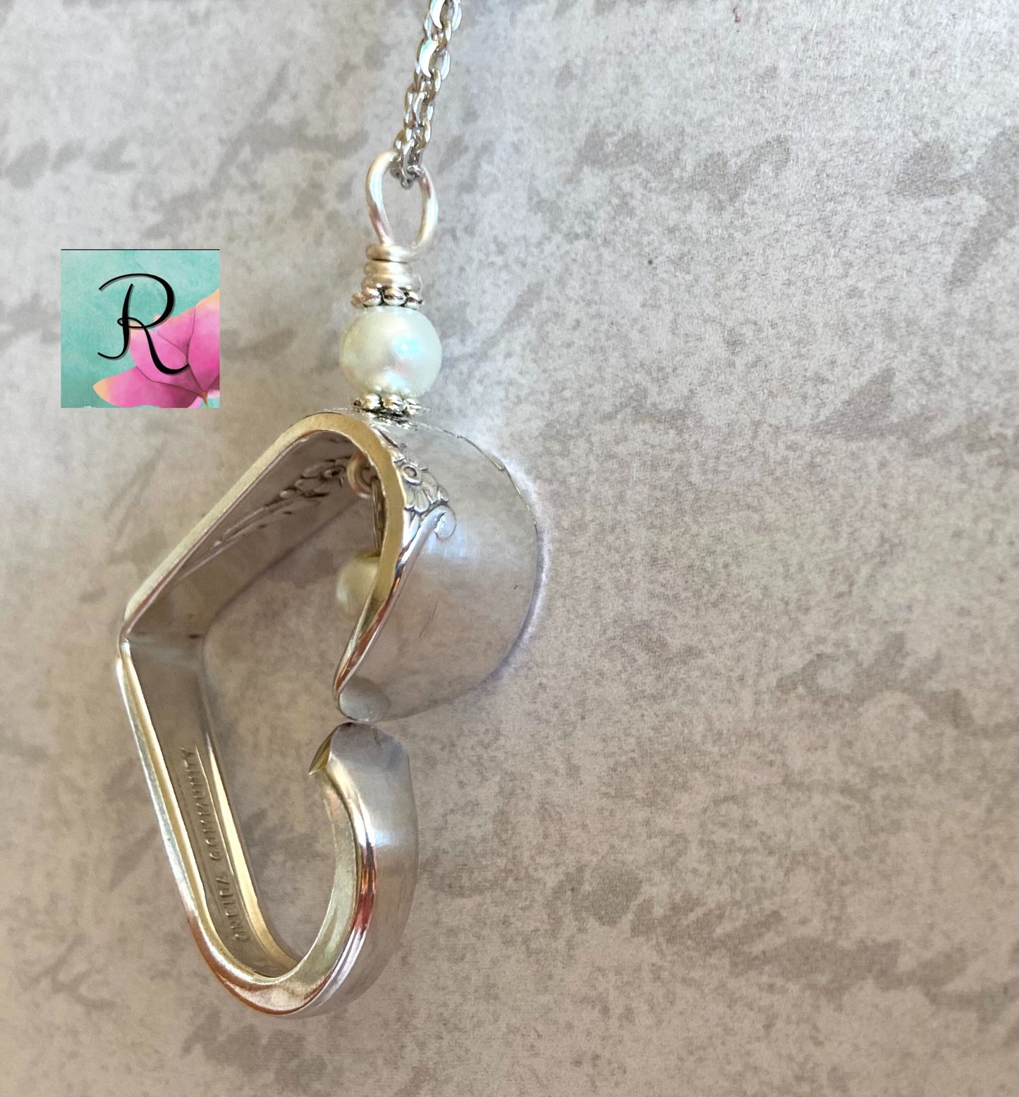 Heart Silverware Necklace, Vintage Bridal Wreath 1950 Spoon Jewelry, Silverware Heart, Valentine Gift