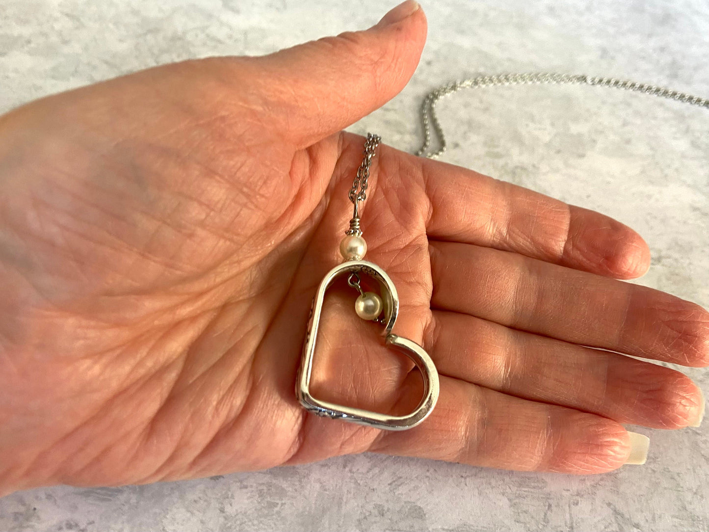 Heart Silverware Necklace, Vintage Bridal Wreath 1950 Spoon Jewelry, Silverware Heart, Valentine Gift