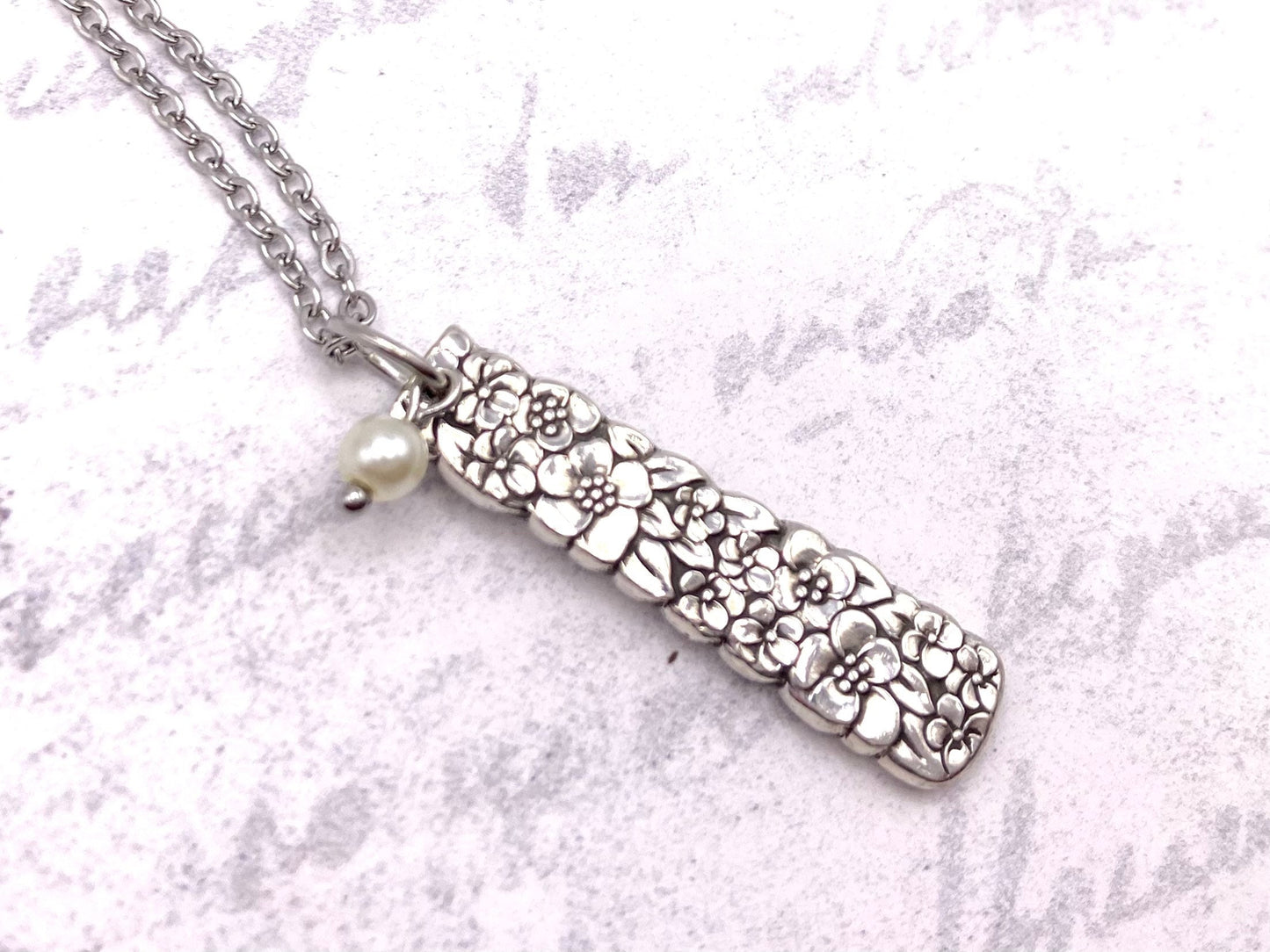 Handmade Silverware Necklace, 1970 Love Precious Flower, Vintage Spoon Jewelry