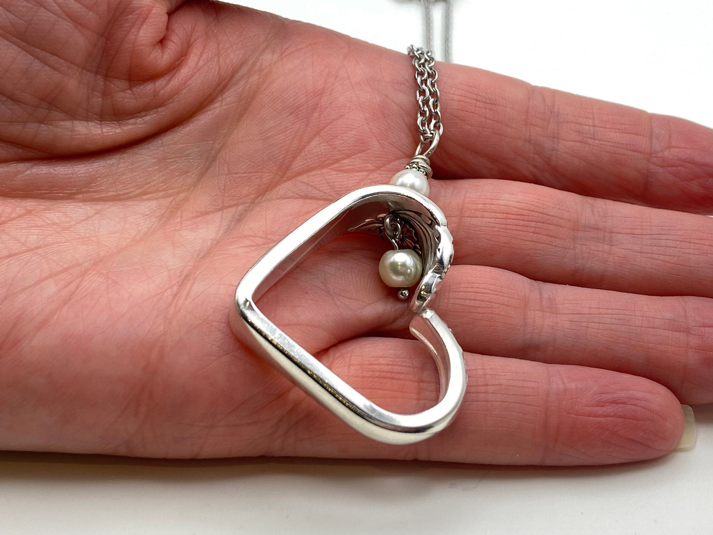 Heart Silverware Necklace, Evening Star 1950 Vintage Spoon Jewelry,Valentines Gift