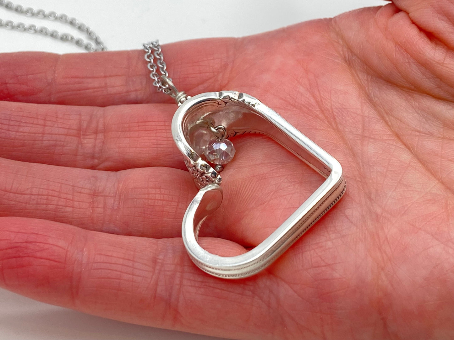 Heart Silverware Necklace, 1948 Remembrance, Vintage Spoon Jewelry, Valentine's Gift